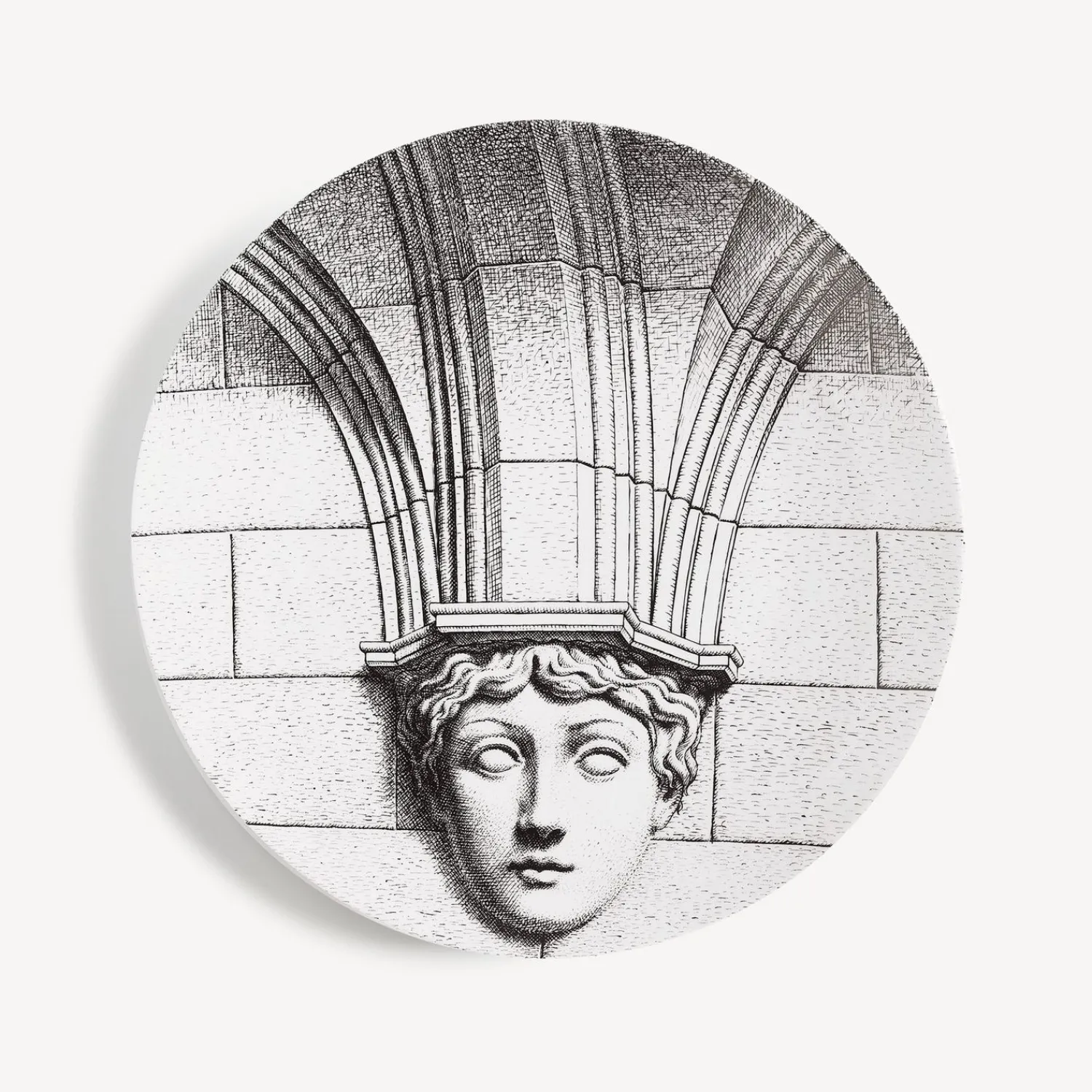 Antiquity<Fornasetti Wall Plate Tema E Variazioni N.266 White/Black