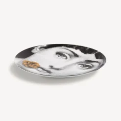 Flowers<Fornasetti Wall Plate Tema E Variazioni N.137 White/Black/Gold