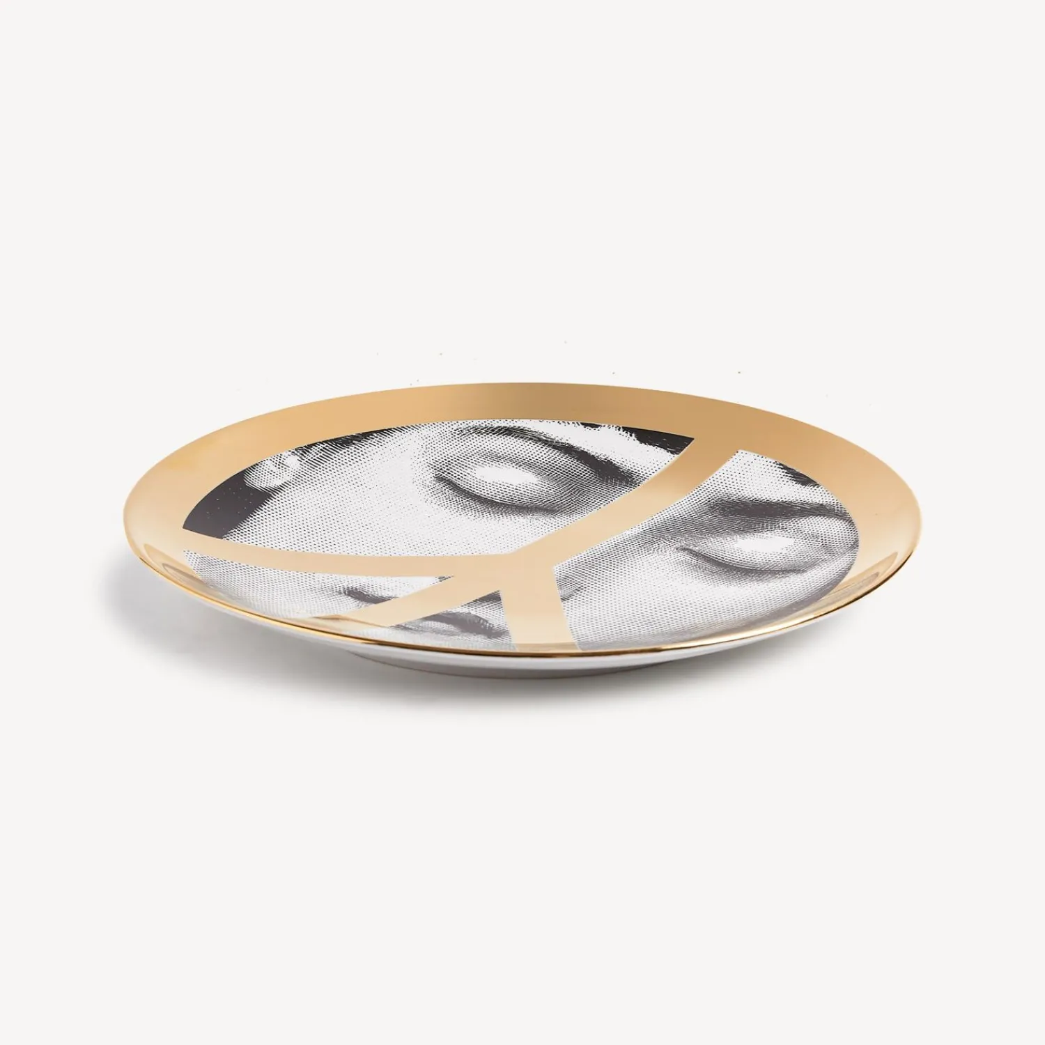 United For Peace<Fornasetti Wall Plate Tema E Variazioni N.403 United For Peace White/Black/Gold