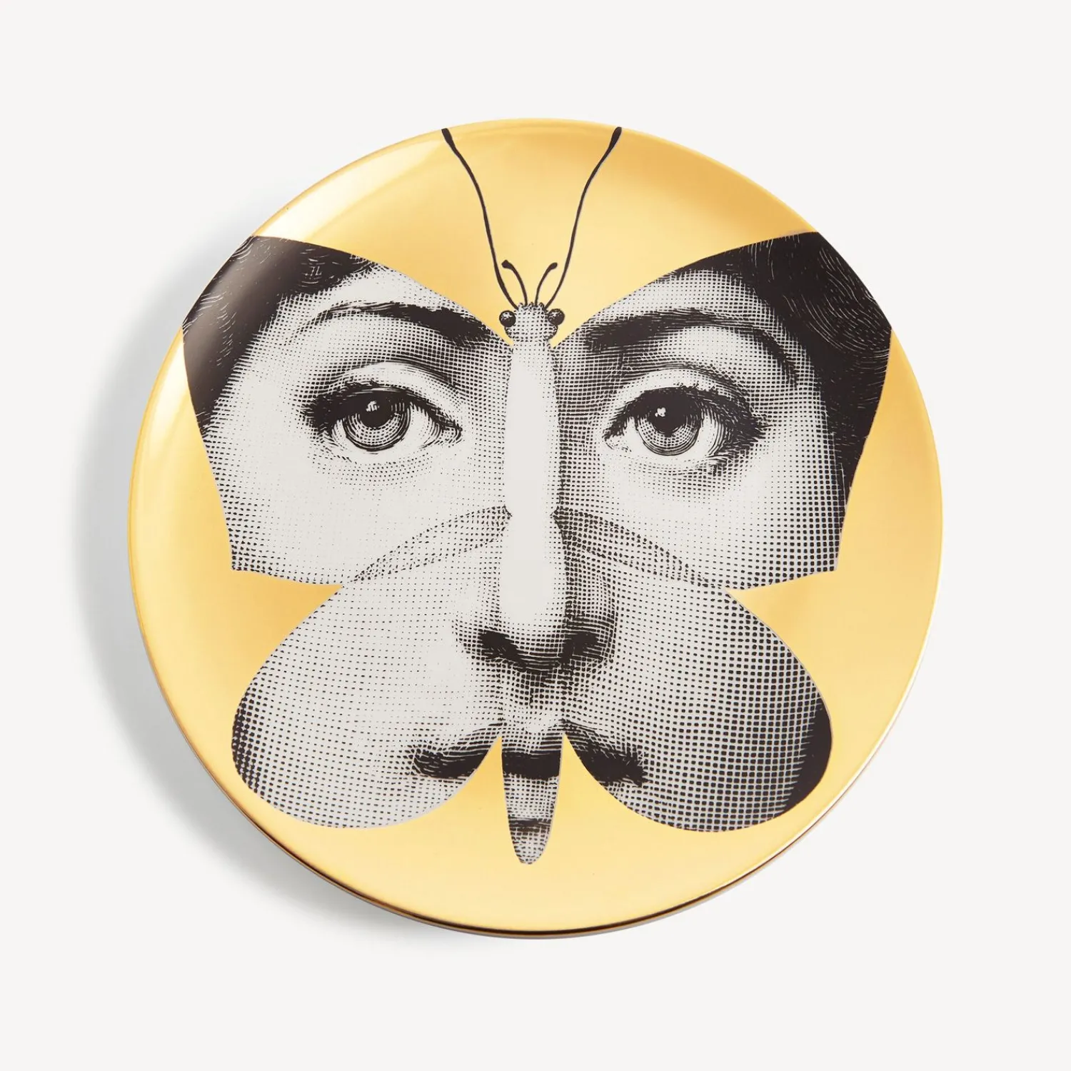 Animals<Fornasetti Wall Plate Tema E Variazioni N.96 White/Black/Gold