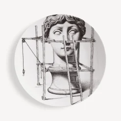 Antiquity<Fornasetti Wall Plate Tema E Variazioni N.200 White/Black