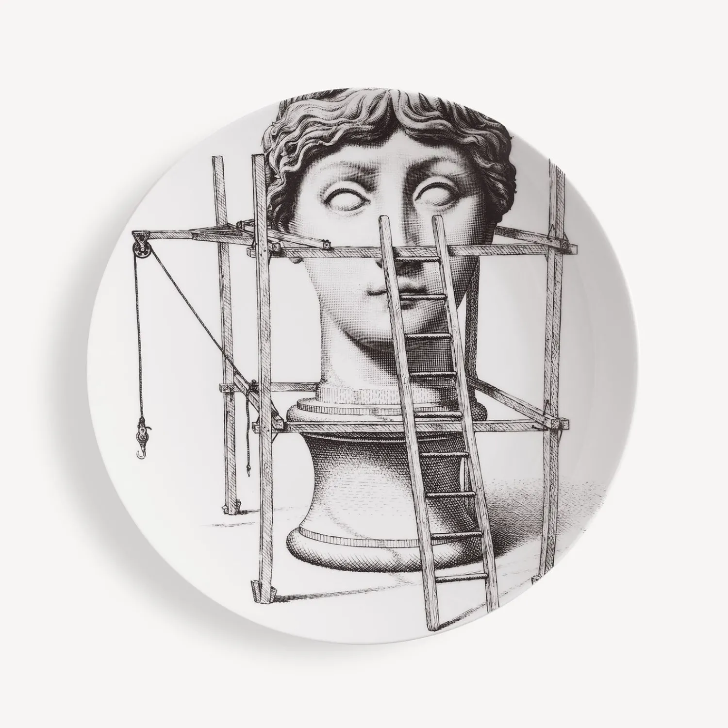Antiquity<Fornasetti Wall Plate Tema E Variazioni N.200 White/Black