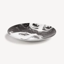 Surrealism<Fornasetti Wall Plate Tema E Variazioni N.285 White/Black