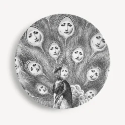 Animals<Fornasetti Wall Plate Tema E Variazioni N.259 White/Black