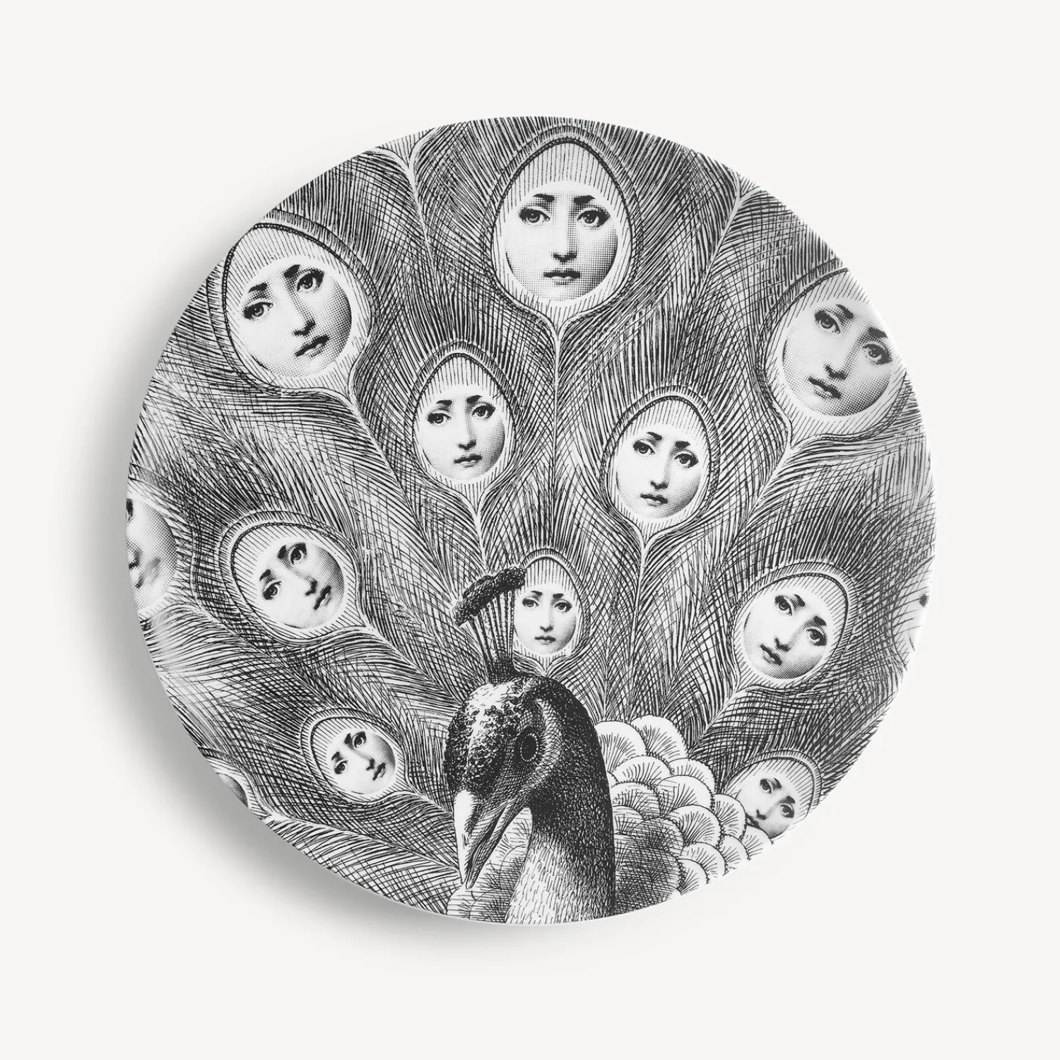 Animals<Fornasetti Wall Plate Tema E Variazioni N.259 White/Black