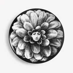 Flowers<Fornasetti Wall Plate Tema E Variazioni N.124 White/Black