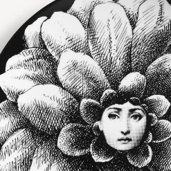 Flowers<Fornasetti Wall Plate Tema E Variazioni N.124 White/Black