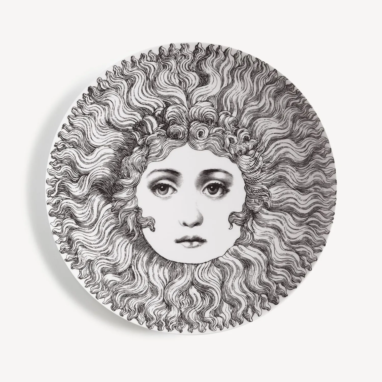 Soli<Fornasetti Wall Plate Tema E Variazioni N.313 White/Black