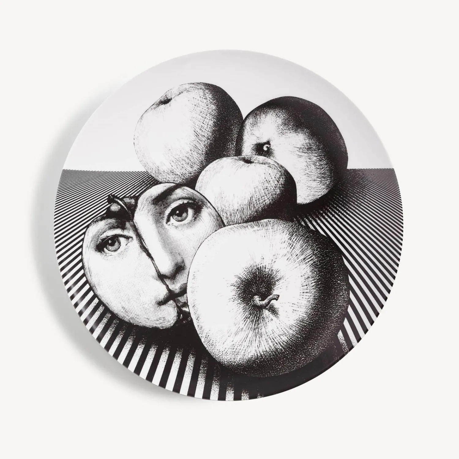 Fruit<Fornasetti Wall Plate Tema E Variazioni N.390 White/Black