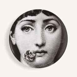 Flowers<Fornasetti Wall Plate Tema E Variazioni N.137 White/Black