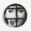 Flowers<Fornasetti Wall Plate Tema E Variazioni N.361 White/Black