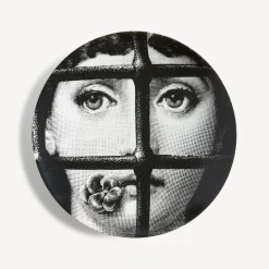 Flowers<Fornasetti Wall Plate Tema E Variazioni N.361 White/Black