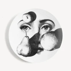 Fruit<Fornasetti Wall Plate Tema E Variazioni N.218 White/Black