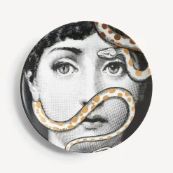 Animals<Fornasetti Wall Plate Tema E Variazioni N.383 White/Black/Gold