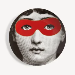 Occhi<Fornasetti Wall Plate Tema E Variazioni N.22 White/Black/Red