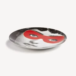 Occhi<Fornasetti Wall Plate Tema E Variazioni N.22 White/Black/Red