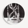 Surrealism<Fornasetti Wall Plate Tema E Variazioni N.184 White/Black