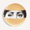 Occhi<Fornasetti Wall Plate Tema E Variazioni N.32 White/Black/Gold