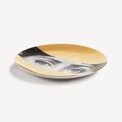 Occhi<Fornasetti Wall Plate Tema E Variazioni N.32 White/Black/Gold