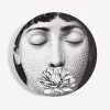 Flowers<Fornasetti Wall Plate Tema E Variazioni N.393 White/Black