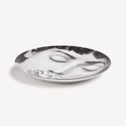Flowers<Fornasetti Wall Plate Tema E Variazioni N.393 White/Black