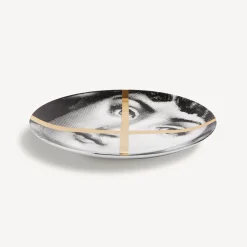 Fragment<Fornasetti Wall Plate Tema E Variazioni N.30 White/Black/Gold