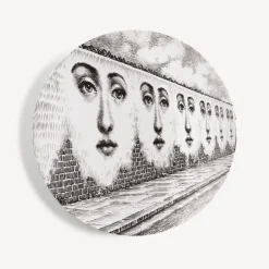 Repetition<Fornasetti Wall Plate Tema E Variazioni N.299 White/Black