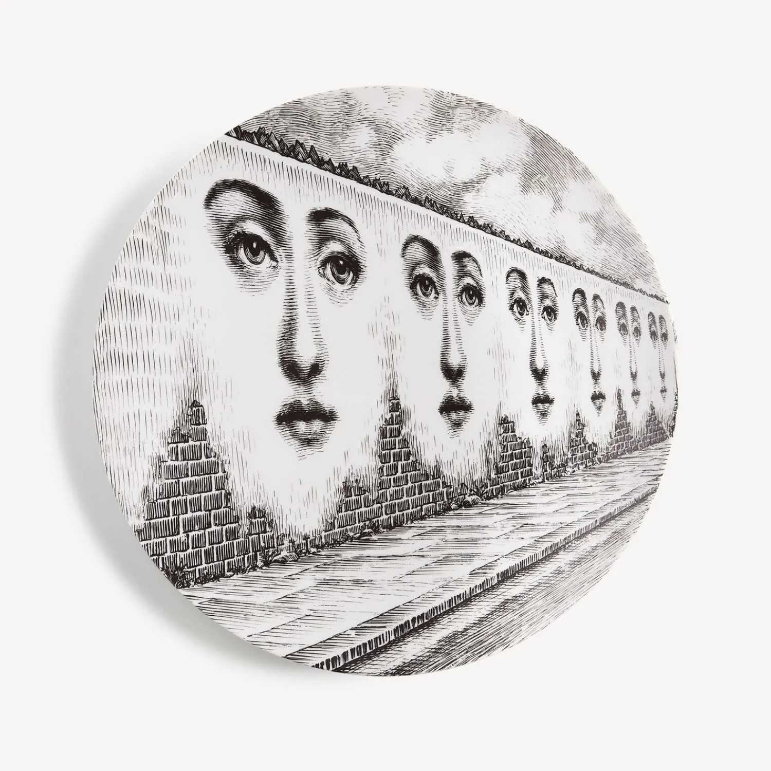 Repetition<Fornasetti Wall Plate Tema E Variazioni N.299 White/Black