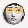 Occhi<Fornasetti Wall Plate Tema E Variazioni N.22 White/Black/Gold