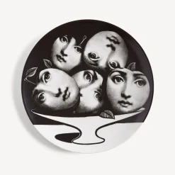 Fruit<Fornasetti Wall Plate Tema E Variazioni N.104 White/Black