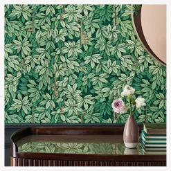 Wallpaper<Fornasetti Wallpaper Chiavi Segrete Leaf Green