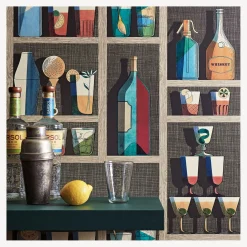 Wallpaper<Fornasetti Wallpaper Cocktails Multicolour