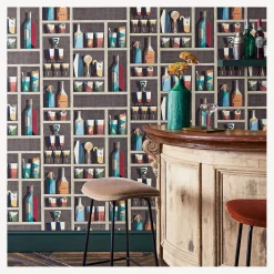 Wallpaper<Fornasetti Wallpaper Cocktails Multicolour