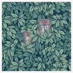 Wallpaper<Fornasetti Wallpaper Foglie E Civette Viridian
