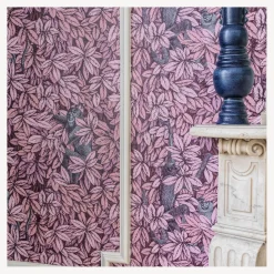Wallpaper<Fornasetti Wallpaper Foglie E Scimmie Blush With Blue Monkey