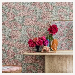 Wallpaper<Fornasetti Wallpaper Ortensia Pink And Blue