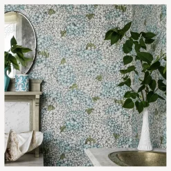 Wallpaper<Fornasetti Wallpaper Ortensia Blue And Cream