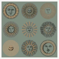 Wallpaper<Fornasetti Wallpaper Soli Sage & Rose Gold