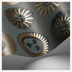 Wallpaper<Fornasetti Wallpaper Soli Sage & Rose Gold