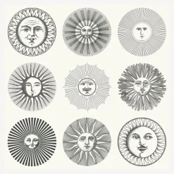Wallpaper<Fornasetti Wallpaper Soli Black And White