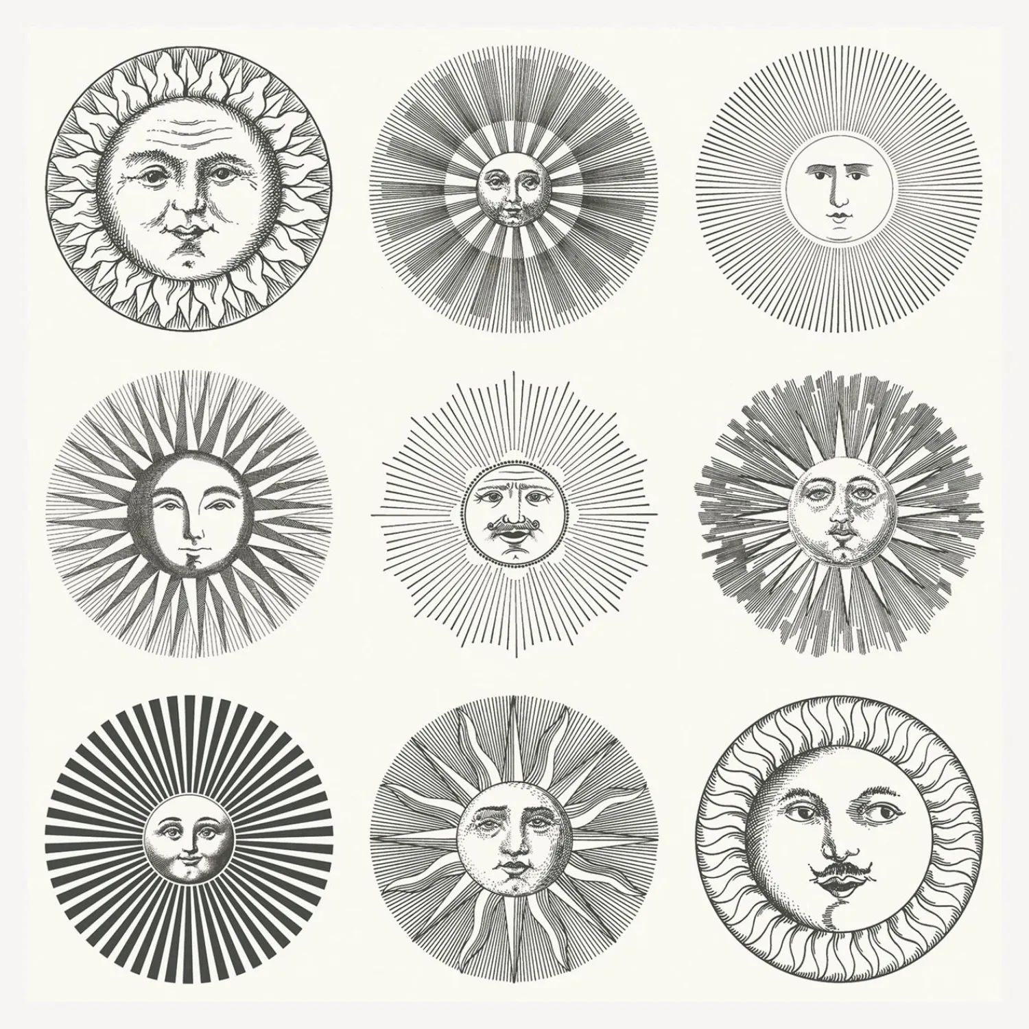 Wallpaper<Fornasetti Wallpaper Soli Black And White