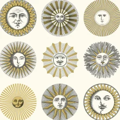 Wallpaper<Fornasetti Wallpaper Soli Cream And Gold