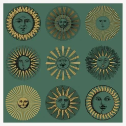 Wallpaper<Fornasetti Wallpaper Soli Emerald And Gold