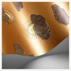 Wallpaper<Fornasetti Wallpaper Soli E Nuvole Gold On Gold