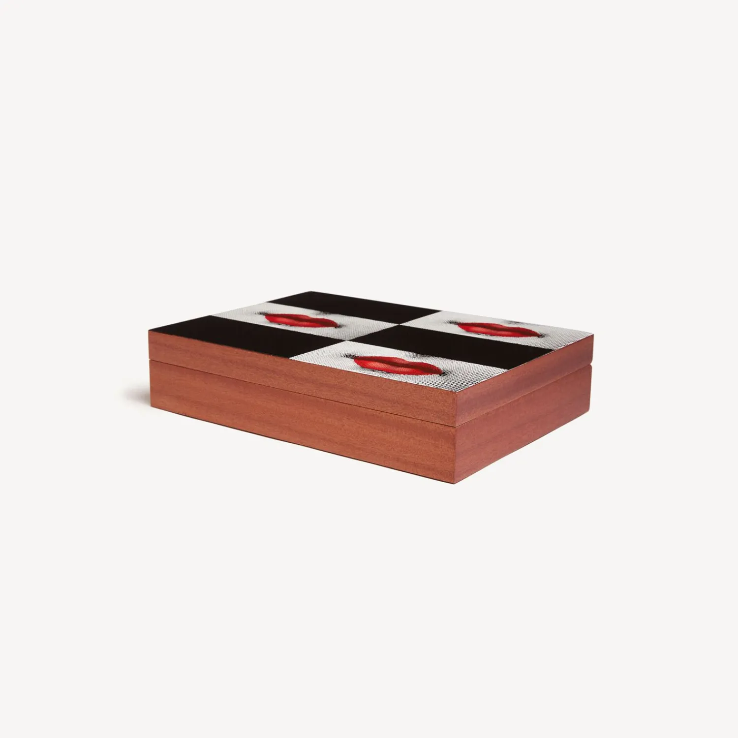 Glove Boxes<Fornasetti Wooden Box Kiss White/Black/Red